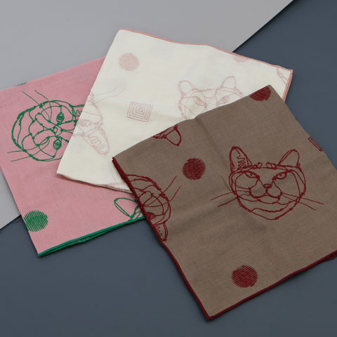 ［ ＋HAyU fabric ］ダブルガーゼ刺繍ハンカチ