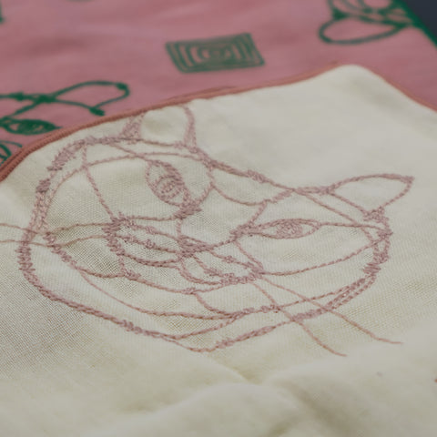 ［ ＋HAyU fabric ］ダブルガーゼ刺繍ハンカチ